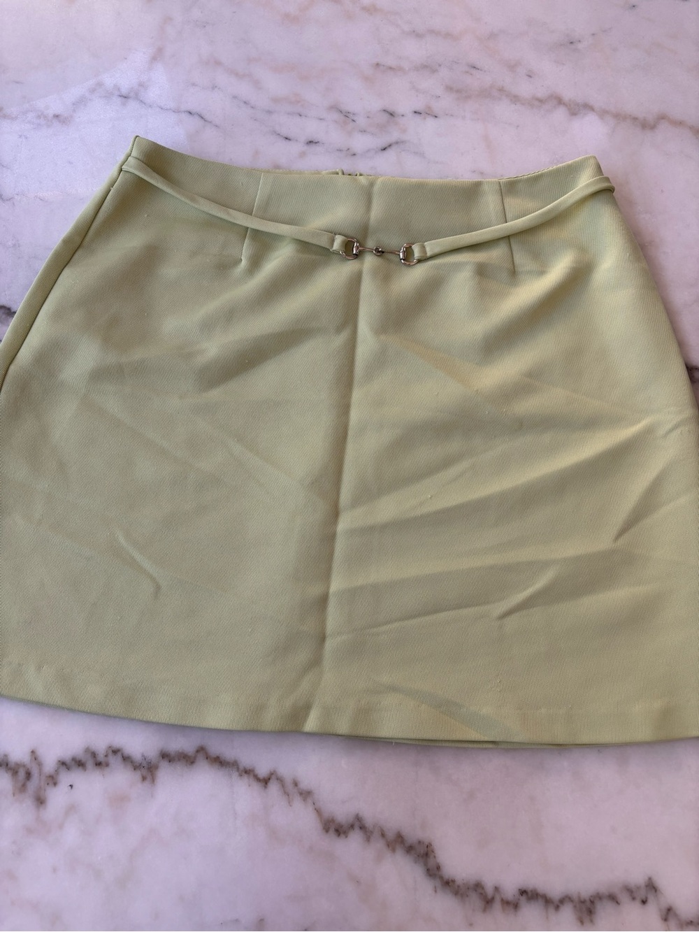 Vintage Francine Browner Green Horsebit Mini Skirt Size 14 Made in USA
